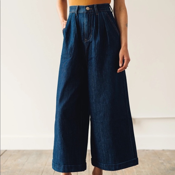 Free People Denim - L.F.MARKEY Wide Leg Pleat Front Jeans